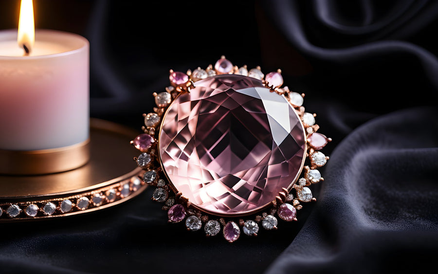 Sparkling gemstones on black velvet