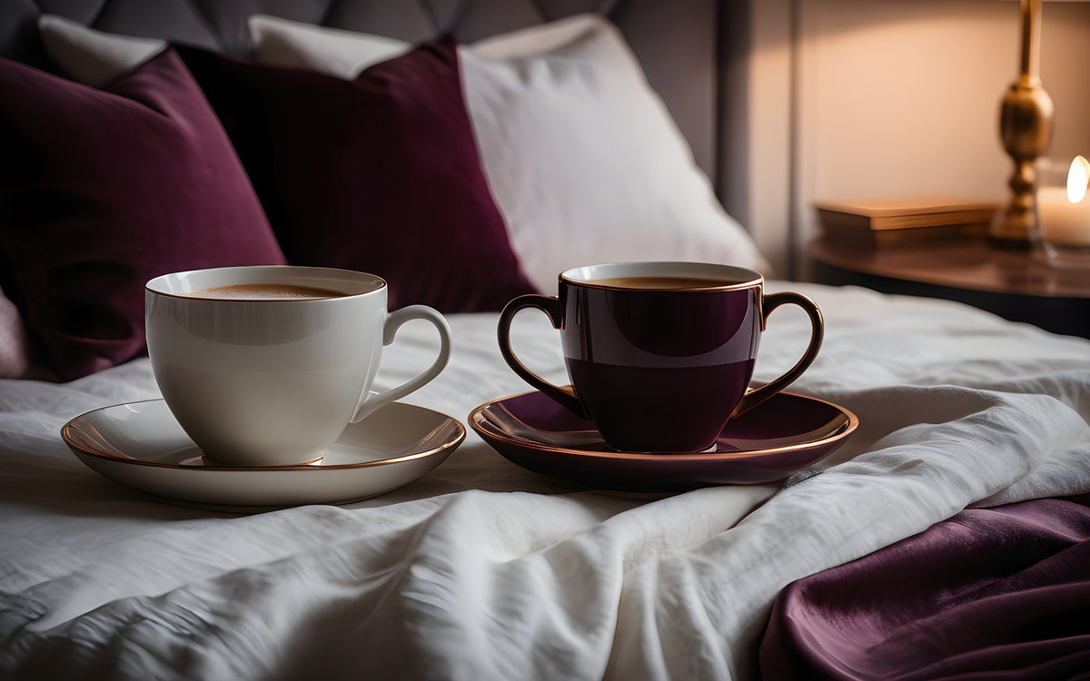 Rumpled white sheets in morning light