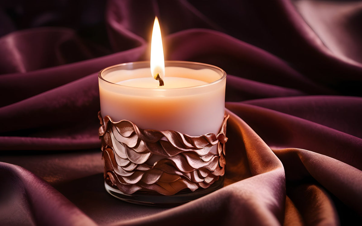 Rippling rose-gold satin in candlelight