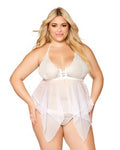 Lace & Mesh Bbydoll Set Wh Plus
