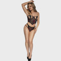 FLOCKED MESH BUSTIER & PANTY