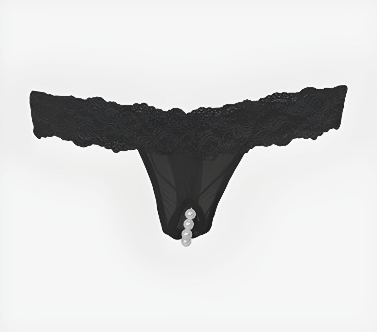 Lace Crotchless Pearl Panty Plus