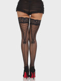 FAUX LACE UP BACKSEAM THIGH HIGHS