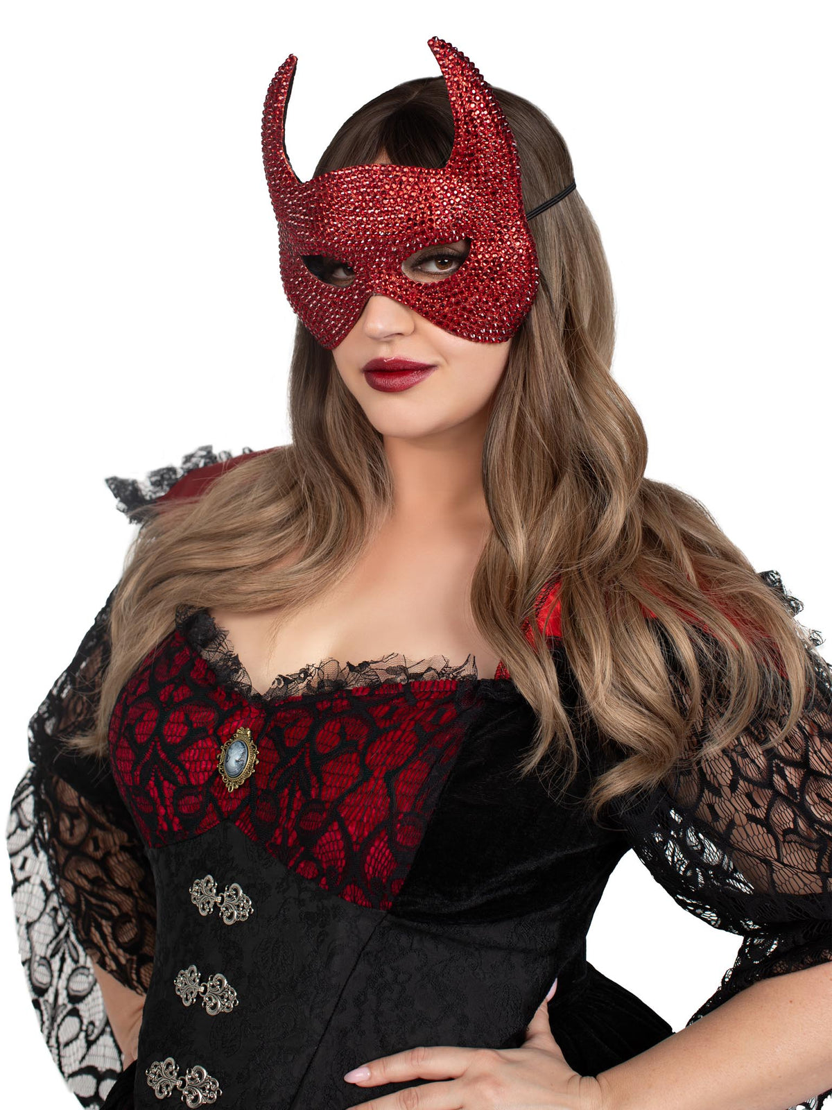 RHINESTONE DEVIL MASK