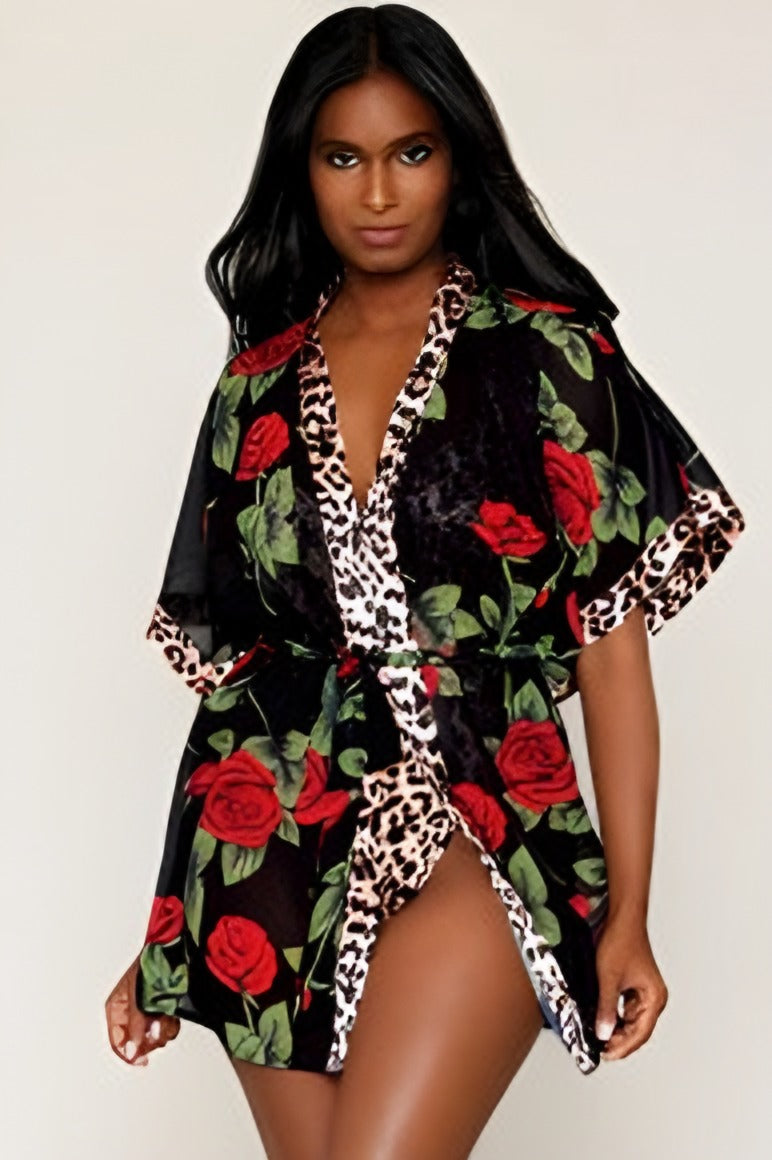 Leopard Rose Teddy & Robe