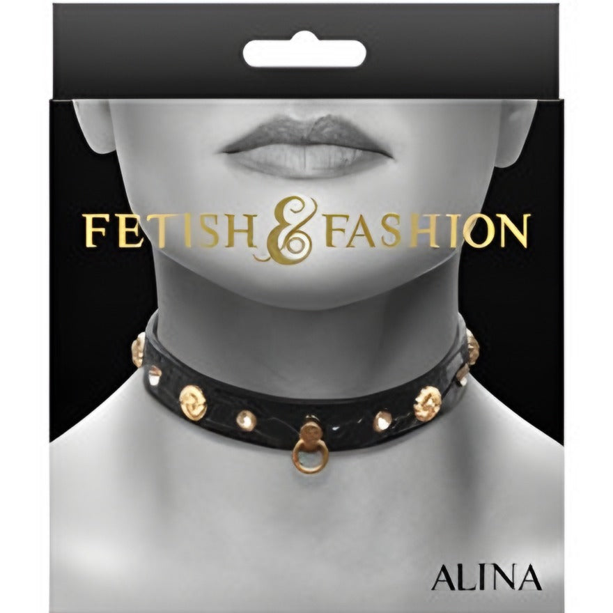 FETISH FASHION ALINA COLLAR BLK/GOLD