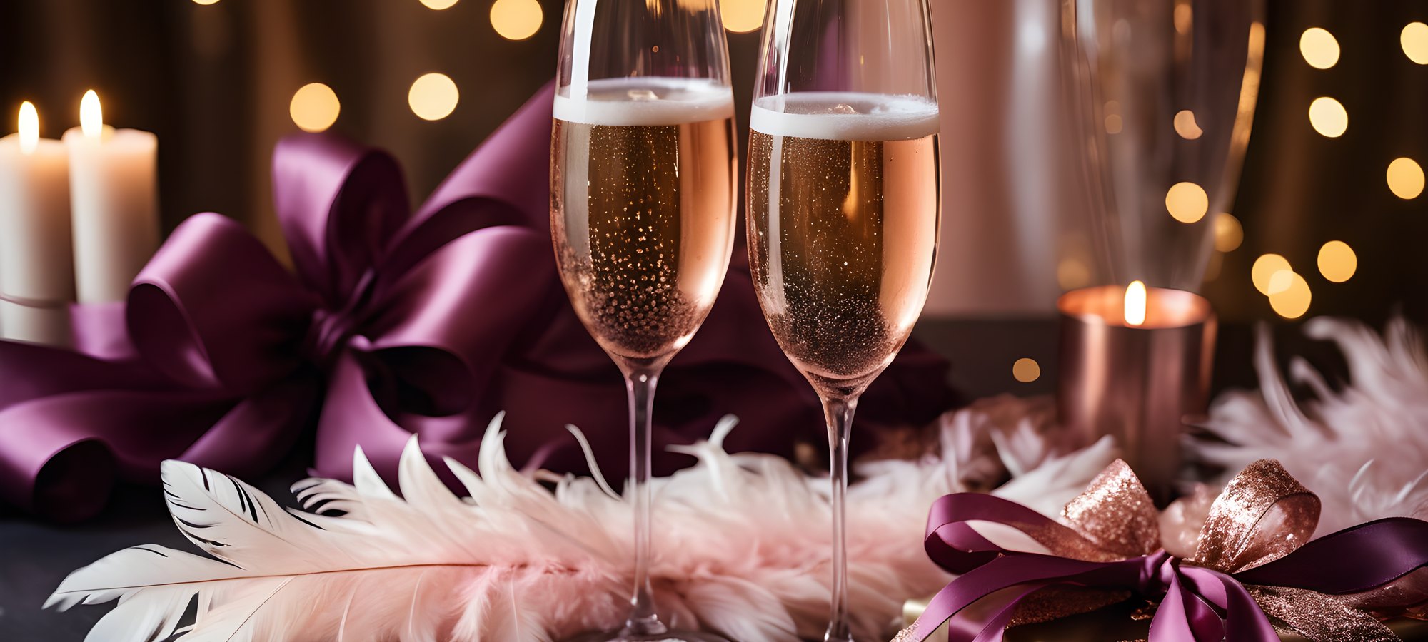 Bachelorette party games and gifts: rose-gold confetti, champagne and a pink feather boa
