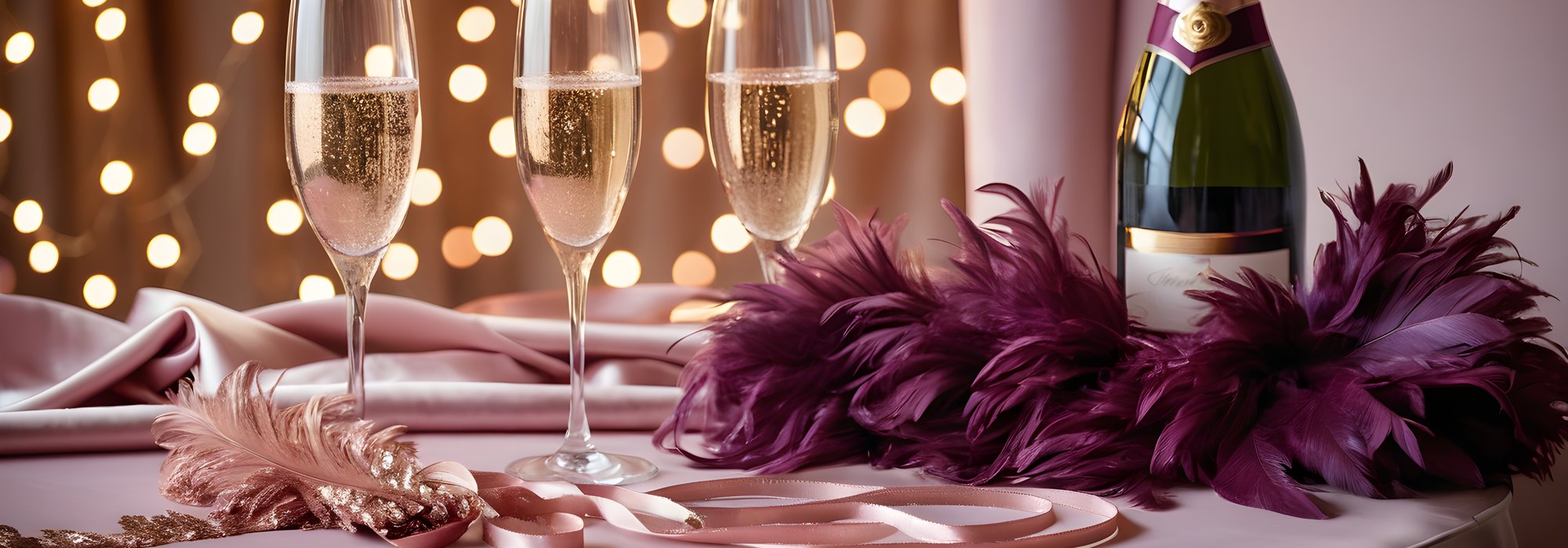 Confetti, champagne and a pink feather boa