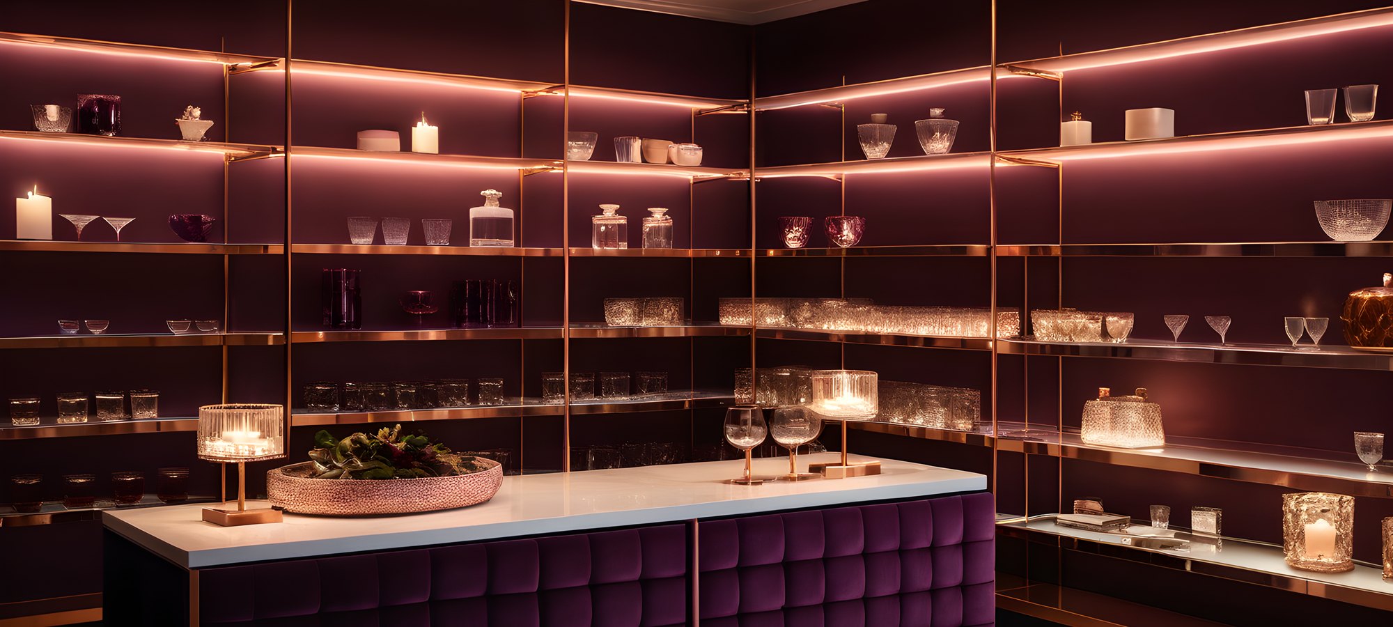 Badd Kitty boutique interior with warm glowing shelves