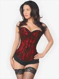 LAVISH RED LACE FRONT ZIPPER CORSET
