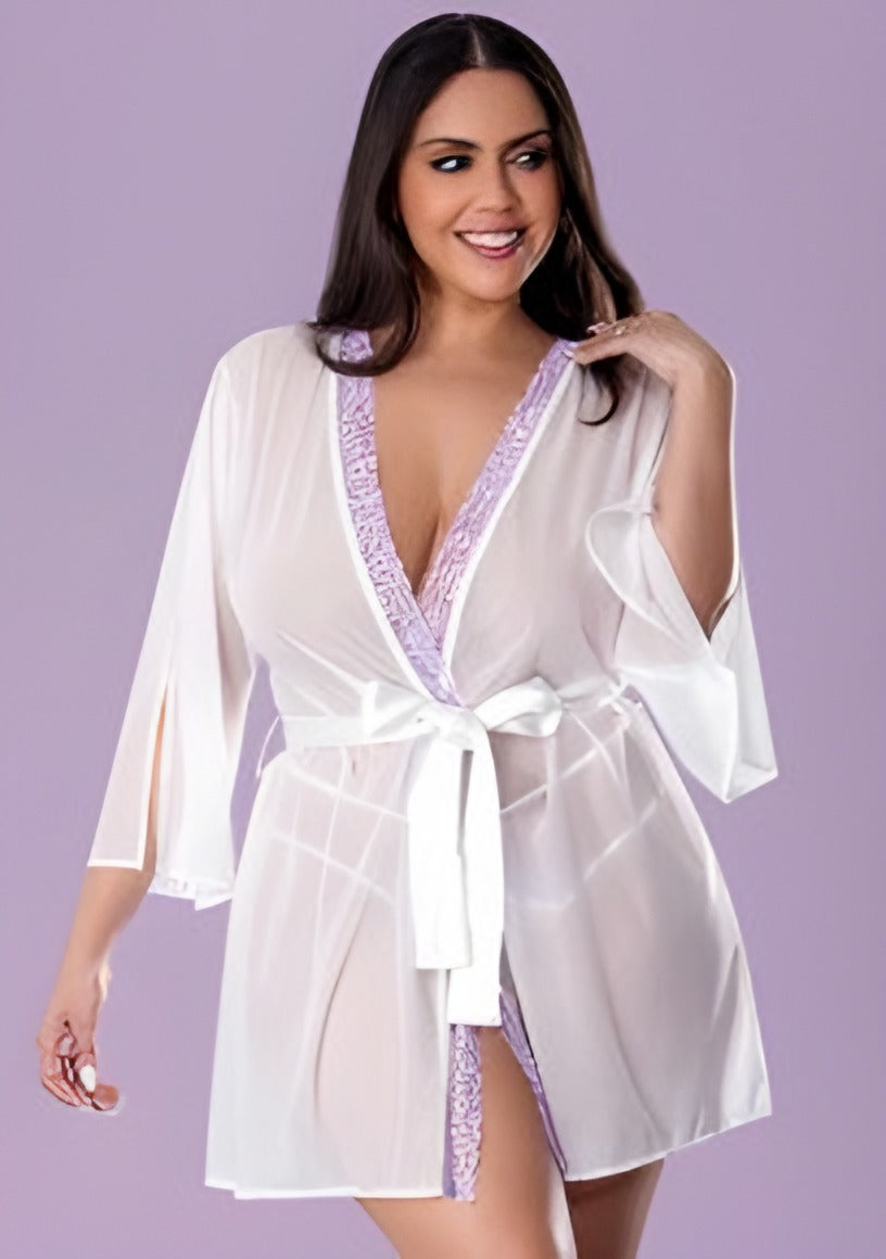 Flutter Sleeve Robe Plus Wht