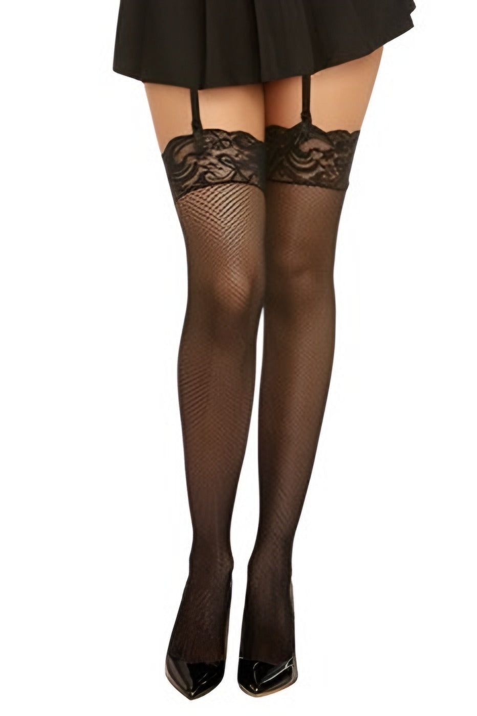 Lace Top Fishnet Thigh Highs