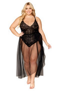 Lace Teddy & Skirt Blk Plus