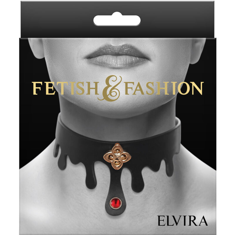 FETISH FASHION ELVIRA COLLAR BLK/GOLD - Image 5