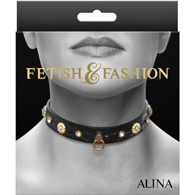 FETISH FASHION ALINA COLLAR BLK/GOLD - Image 6