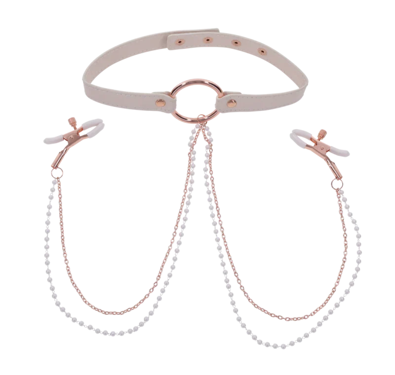 SEX & MISCHIEF PEACHES N CREAM COLLAR W/NIPPLE CLAMPS - Image 6