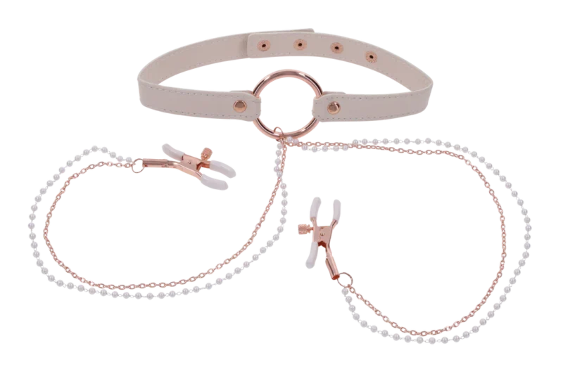 SEX & MISCHIEF PEACHES N CREAM COLLAR W/NIPPLE CLAMPS - Image 9