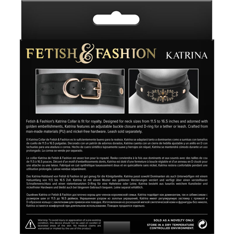 FETISH FASHION KATRINA COLLAR BLK/GOLD - Image 6