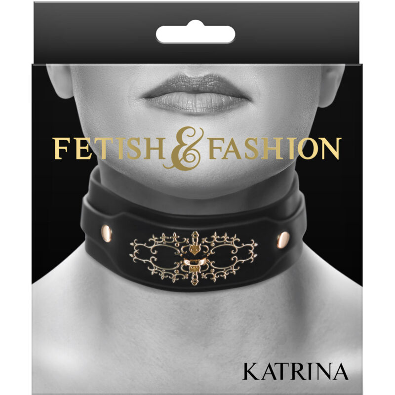 FETISH FASHION KATRINA COLLAR BLK/GOLD - Image 4