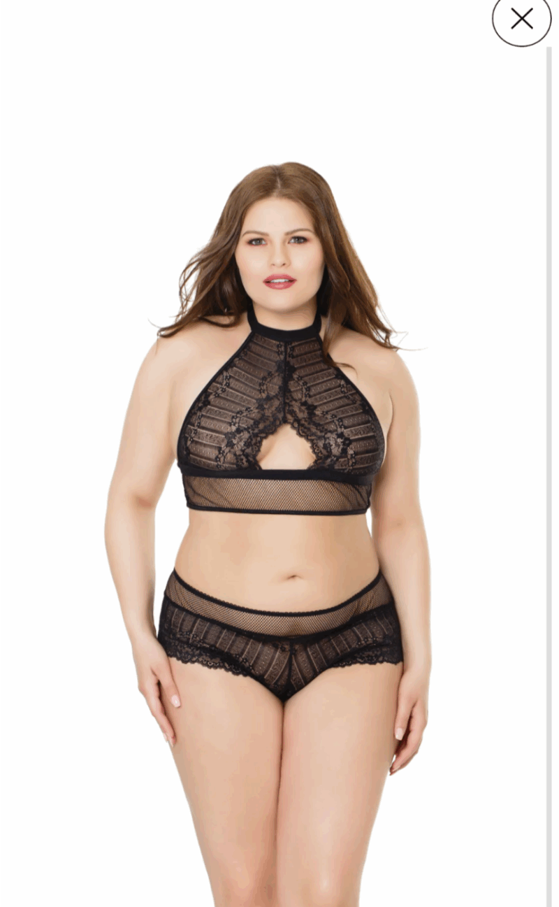 2PC FISHNET SET BLK PLUS